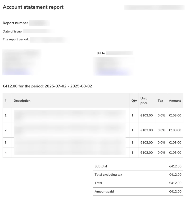 Account Statement Report