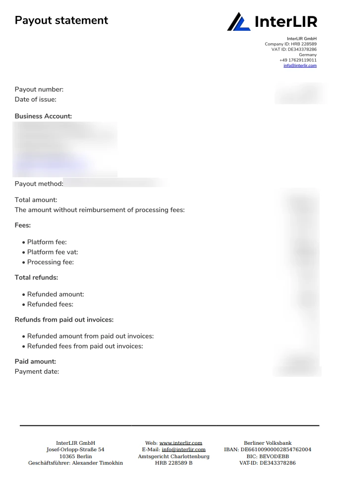 Payout Statement Report