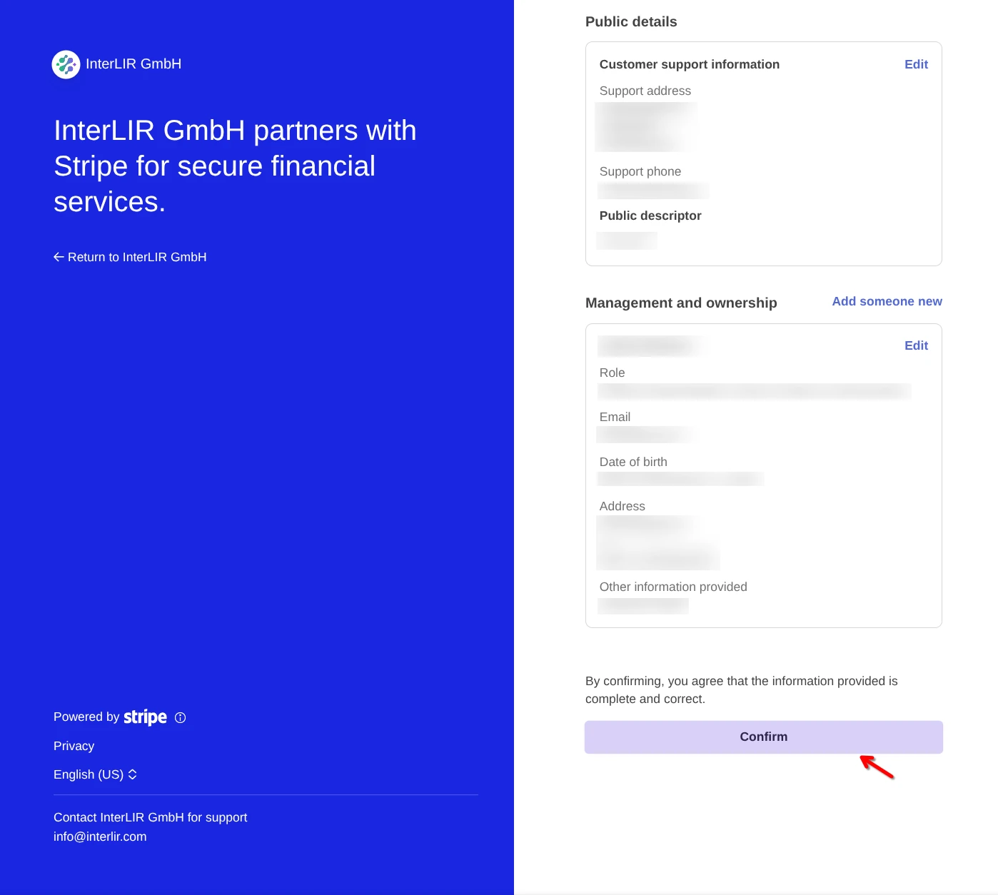 Stripe onboarding process